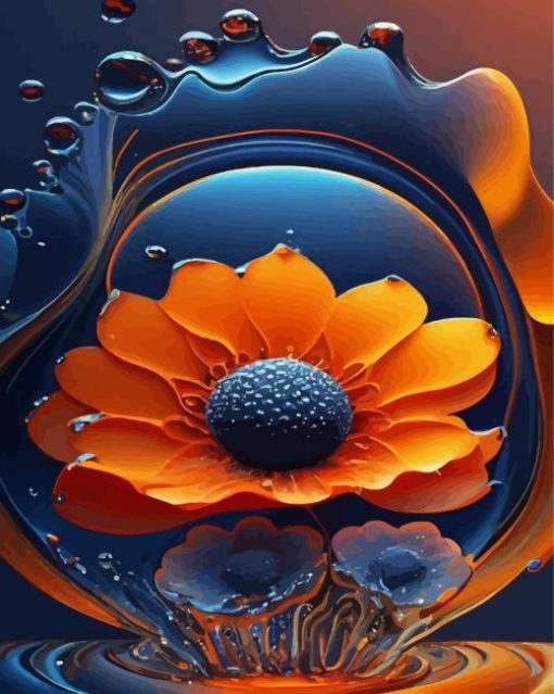 Orange Flower Art Diamond Painting