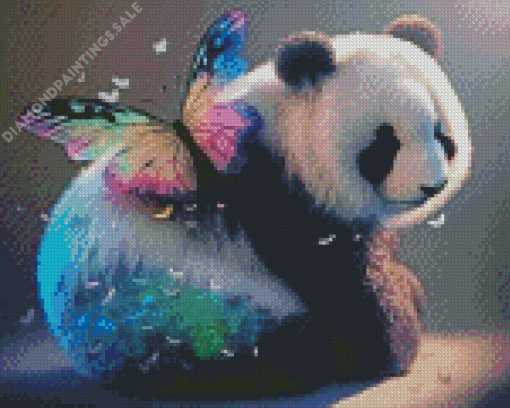 Panda And Butterfly Diamond Painting