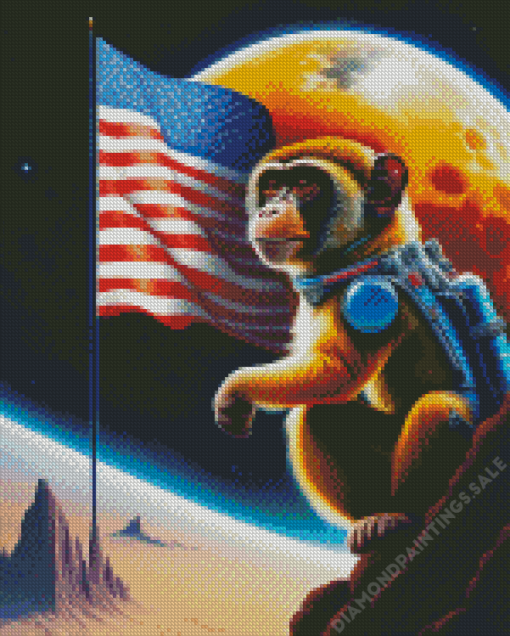 Patriotic Monkey Diamond Painting