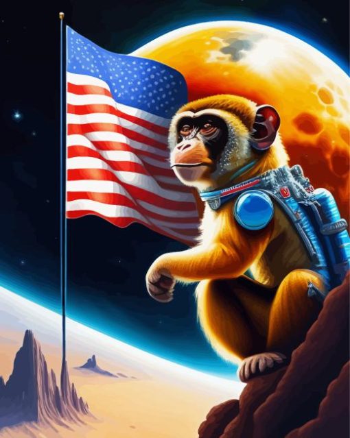 Patriotic Monkey Diamond Painting