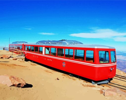 Red Cog Railroad Train Diamond Painting