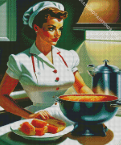 Lady In The kitchen Diamond Painting