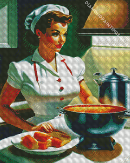 Lady In The kitchen Diamond Painting