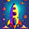 Rocket Space Art Diamond Painting