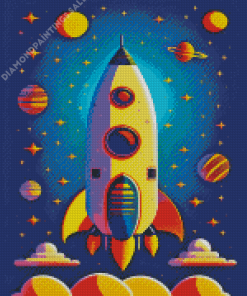 Rocket Space Art Diamond Painting