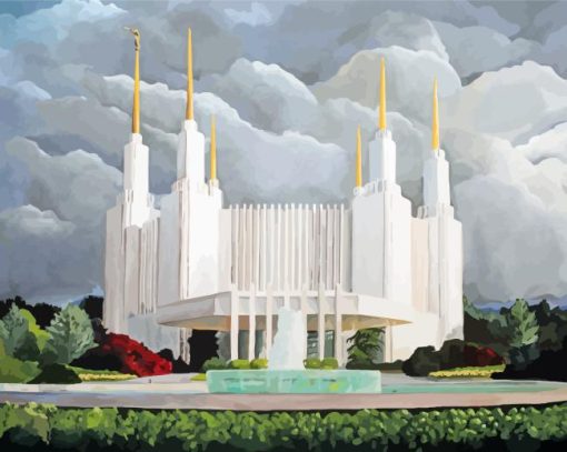 White Washington DC Temple Diamond Painting