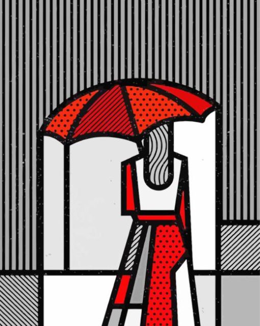 Woman With Red Umbrella Diamond Painting