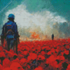 Abstract Soldiers And Poppies Diamond Painting