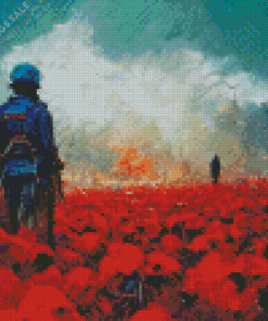 Abstract Soldiers And Poppies Diamond Painting