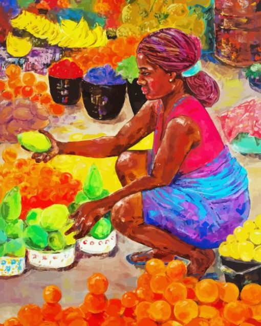 African Fruit Seller Diamond Painting