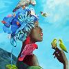 African Woman And Parrots Diamond Painting