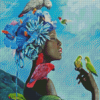 African Woman And Parrots Diamond Painting