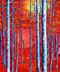 Autumn White Birches Diamond Painting