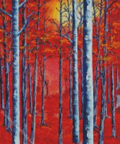 Autumn White Birches Diamond Painting