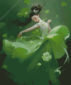 Ballerina In Green Diamond Painting