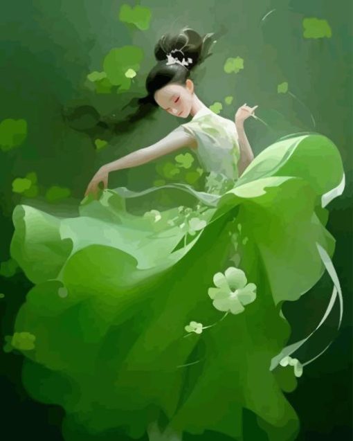 Ballerina In Green Diamond Painting
