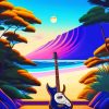 Beach Guitar Illustration Diamond Painting