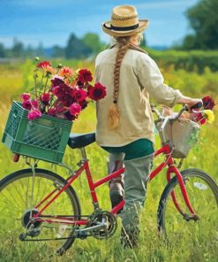 Biker With Flowers Diamond Painting