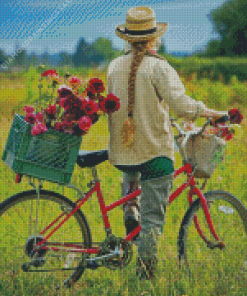 Biker With Flowers Diamond Painting