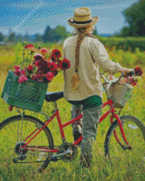 Biker With Flowers Diamond Painting