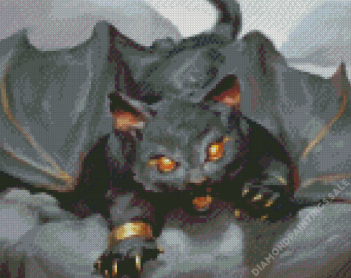 Black Dragon Kitten Diamond Painting