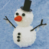 Black Hat Snowman Diamond Painting