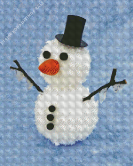 Black Hat Snowman Diamond Painting