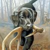 Black Hunting Dog Diamond Painting