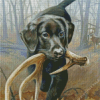 Black Hunting Dog Diamond Painting