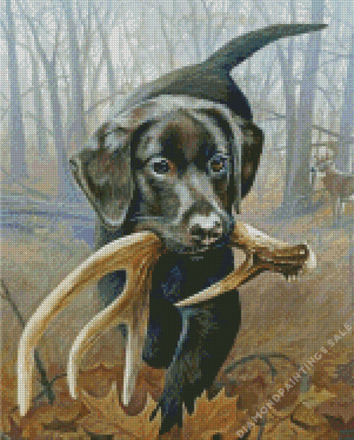 Black Hunting Dog Diamond Painting