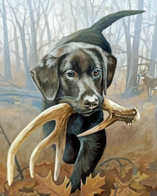 Black Hunting Dog Diamond Painting