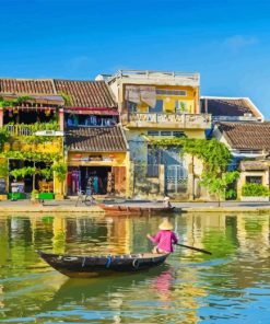 Boat In Hoi An City Diamond Painting