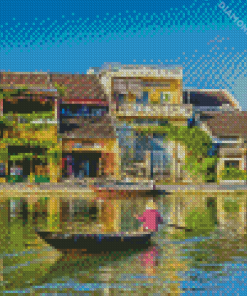 Boat In Hoi An City Diamond Painting