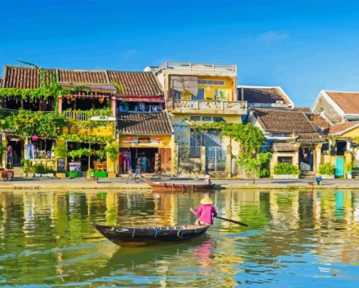 Boat In Hoi An City Diamond Painting