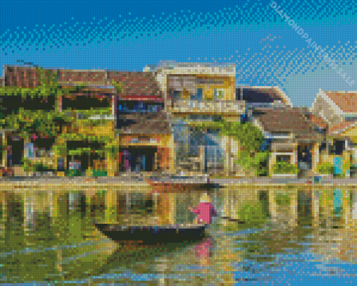 Boat In Hoi An City Diamond Painting