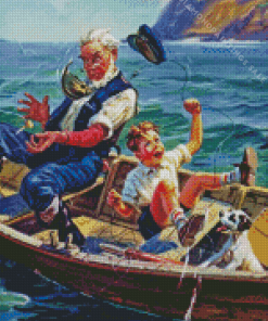 Boy And Grandpa Fishing Diamond Painting