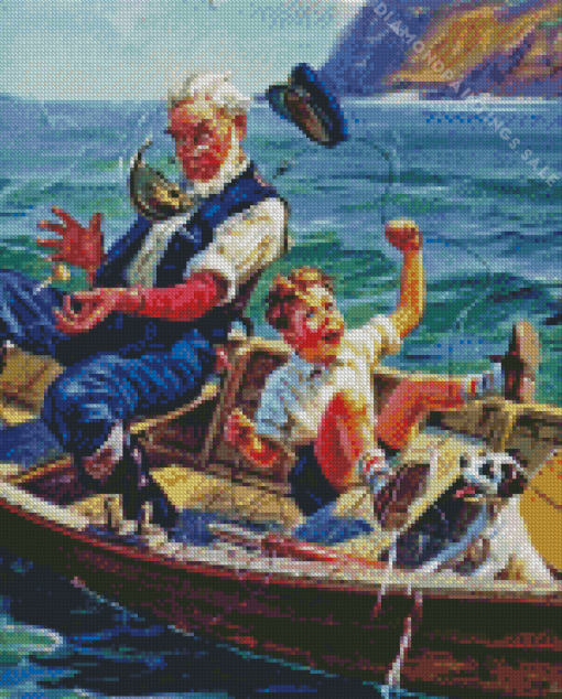 Boy And Grandpa Fishing Diamond Painting