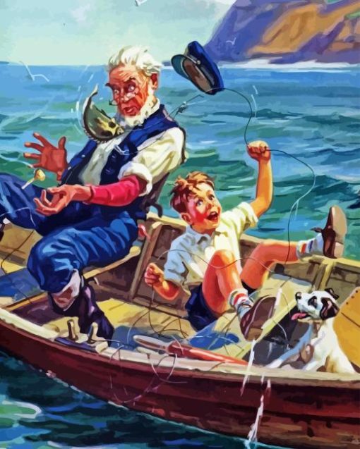 Boy And Grandpa Fishing Diamond Painting