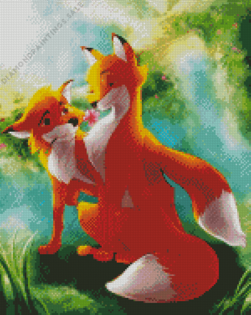 Cartoon Fox Couple Diamond Painting