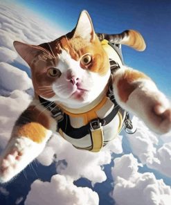 Cat Skydiving Diamond Painting