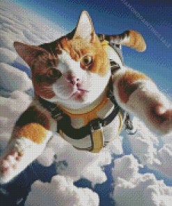 Cat Skydiving Diamond Painting