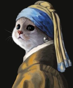 Cat With Pearl Earring Diamond Painting