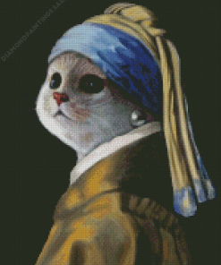 Cat With Pearl Earring Diamond Painting