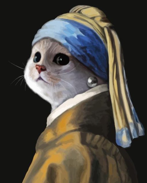 Cat With Pearl Earring Diamond Painting