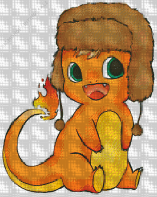 Charmander With Hat Diamond Painting