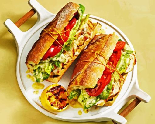 Chicken Caesar Baguettes Diamond Painting