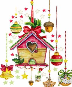 Christmas Birdhouse Decoration Diamond Painting