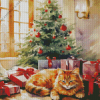 Christmas Ginger Cat Diamond Painting