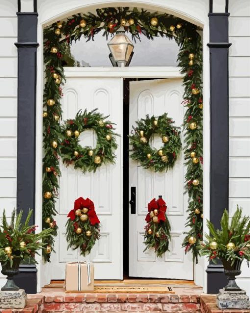 Classic Christmas Door Diamond Painting