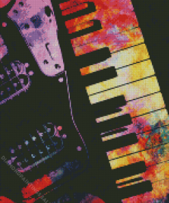 Colorful Keyboard And Guitar Art Diamond Painting
